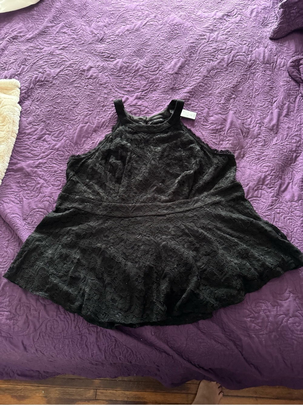 torrid Black Lace Halter Peplum Top